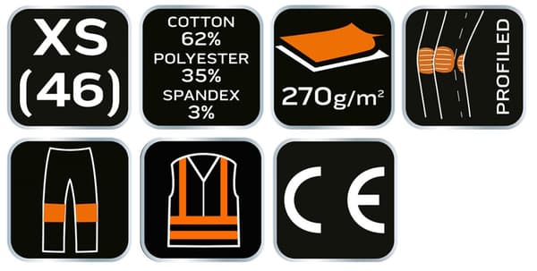 PREMIUM arbejdsbukser, 62% bomuld, 35% polyester, 3% elastan, str. XS