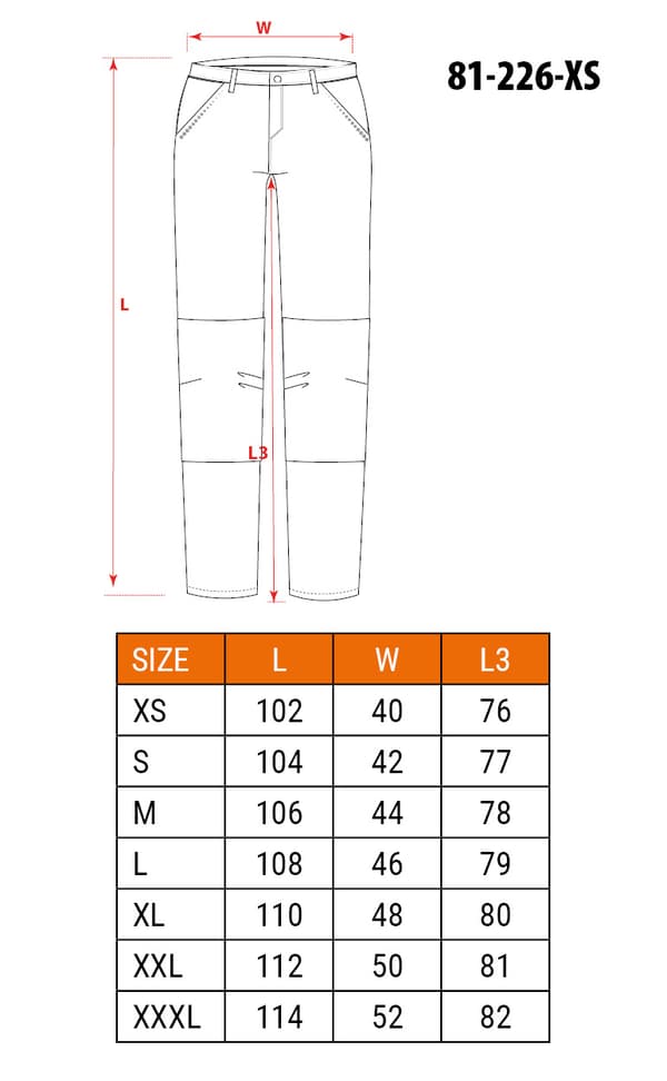 PREMIUM arbejdsbukser, 62% bomuld, 35% polyester, 3% elastan, str. XS