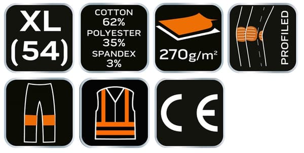 PREMIUM arbetsbyxor, 62% bomull, 35% polyester, 3% elastan, storlek XL