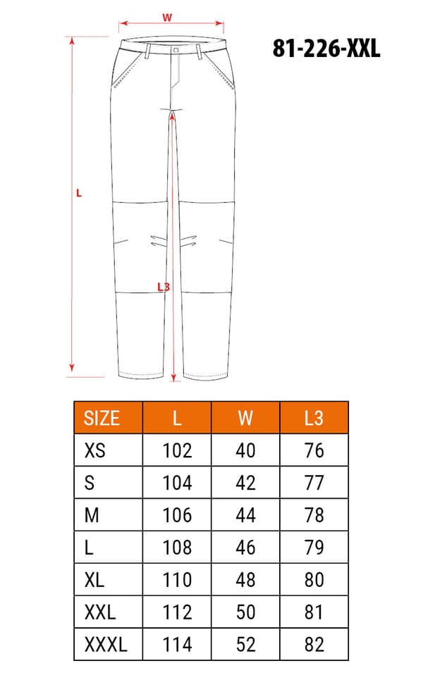 PREMIUM arbejdsbukser, 62% bomuld, 35% polyester, 3% elastan, størrelse XXL