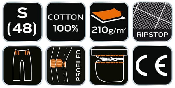 PREMIUM-työhousut, 100% puuvillaa, ripstop, koko S