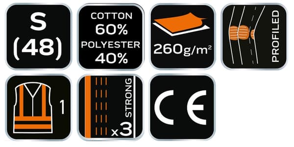 Højsynsbukser 40% polyester, 60% bomuld, 260 g/m2, str. S