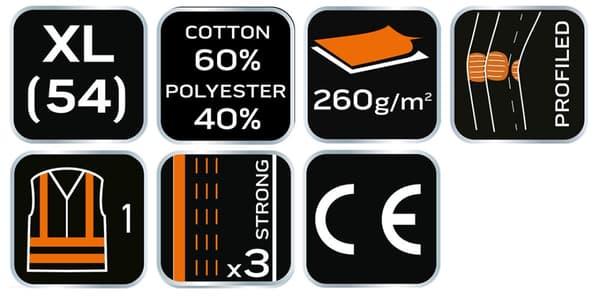 Näkyvät housut 40% polyesteri, 60% puuvilla, 260 gsm, koko XL