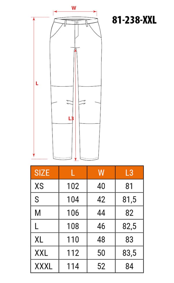 HD Slim arbetsbyxa, skärp, storlek XXL