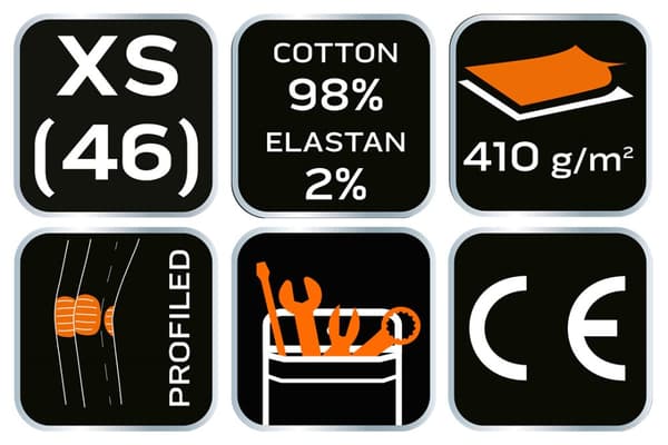 5-taskuiset DENIM-työhousut, mustat, koko XS