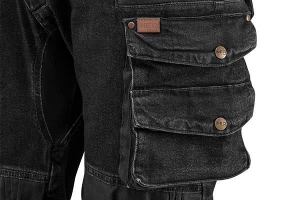 DENIM arbejdsbukser, sorte, str. XXXL