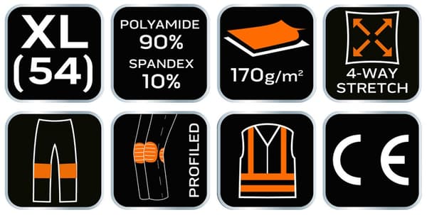 PREMIUM-työhousut, 4-suuntaiset joustavat, mustat, koko XL