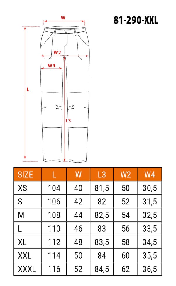 PREMIUM arbejdsbuks, 4-vejs stretch, sort, str. XXL