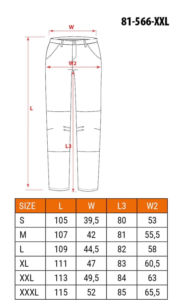 Softshell arbetsbyxor, storlek XXL