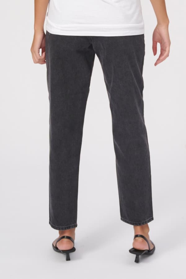 Performance Mom Jeans Washed Black Denim