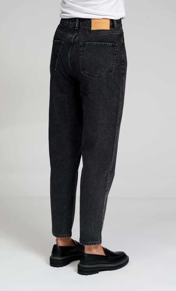 Performance Mom Jeans Washed Black Denim