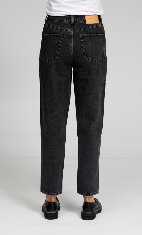 Performance Mom Jeans Washed Black Denim