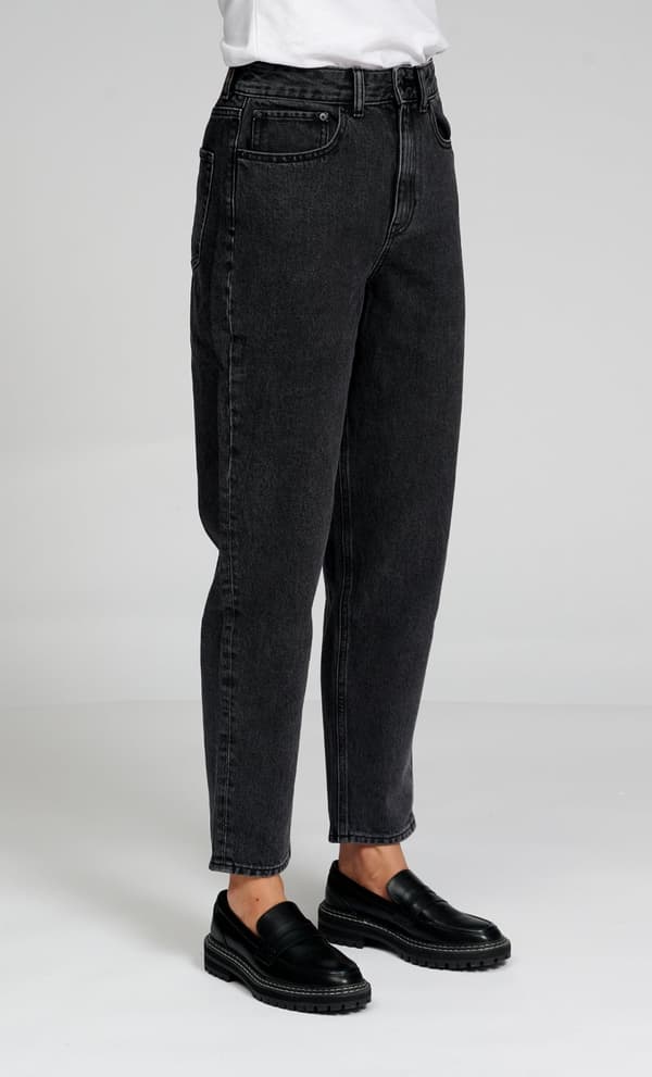 Performance Mom Jeans Washed Black Denim