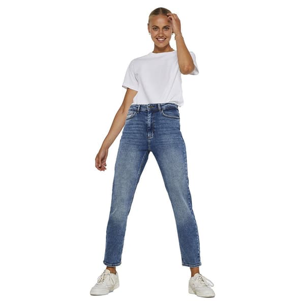 Noisy May Moni Straight Ankle Højtaljede Jeans Blå 29 / 30 Kvinde