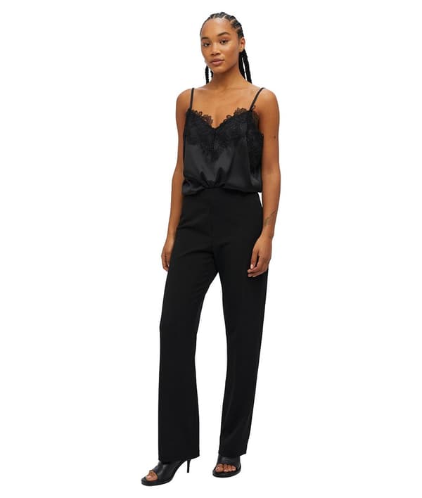 Object Lisa Belle Wide Leg Fit Höga Midje Byxor Svart 42 Kvinna