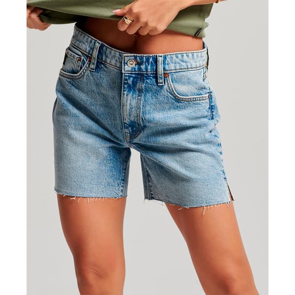 Superdry Vintage Mid Rise Cut Off Shorts Blå 34 Kvinde