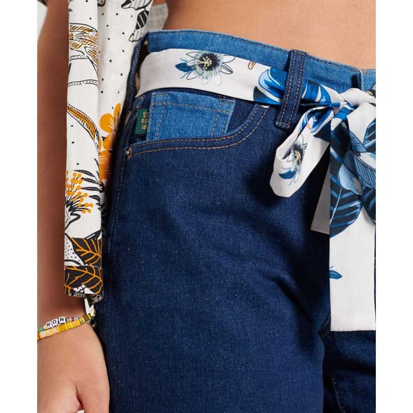 Superdry Mid Rise Slim Lyhyet Farkut Sininen 26 Nainen