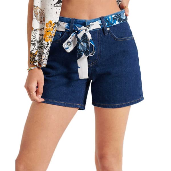 Superdry Mid Rise Slim Lyhyet Farkut Sininen 26 Nainen