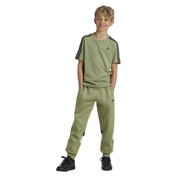 Adidas Tiberio 3 Stripes Colorblock Fleece Joggers Grönt 9-10 Years Pojke