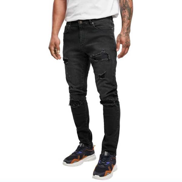 Urban Classics Heavy Destroyed Jeans Sort 40 / 32 Mand
