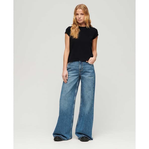Superdry Raw Hem Wide Flare Högmidjadeans Blå 26 / 30 Kvinna
