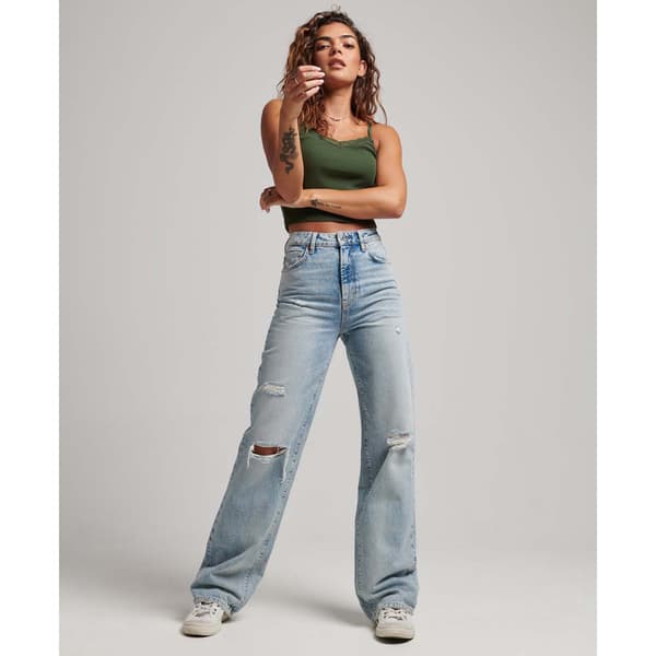 Superdry Vintage Wide Jeans Blå 32 / 32 Kvinna