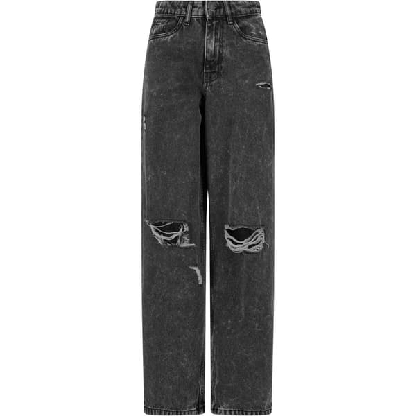 Urban Classics Dam/Lady 90´s Denim Distressed Byxor med vida ben Black Charcoal Washed 30R