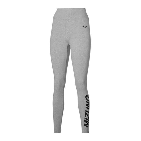 Mizuno Athletic Leggings för kvinnor - Grå - Hög midja - Tryckt logotyp - Standard passform