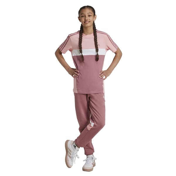 Adidas Tiberio 3 Stripes Colorblock Fleece Joggers Rosa 7-8 Years Pojke