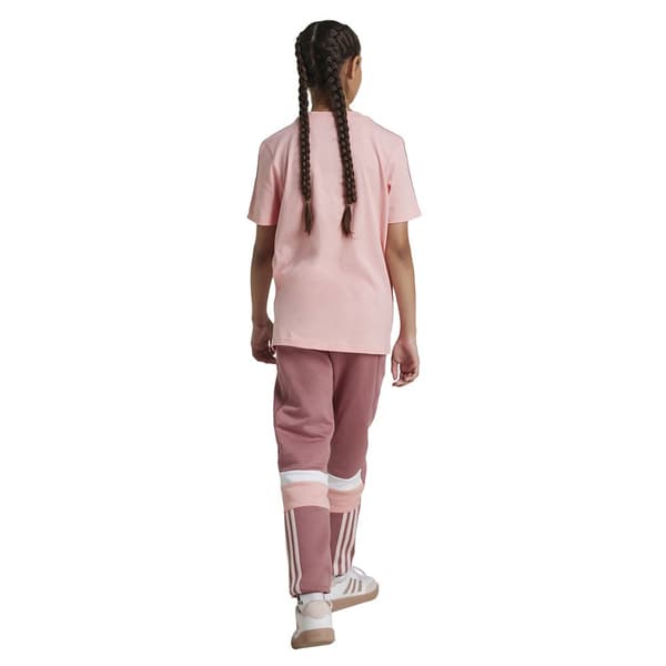 Adidas Tiberio 3 Stripes Colorblock Fleece Joggers Rosa 7-8 Years Pojke