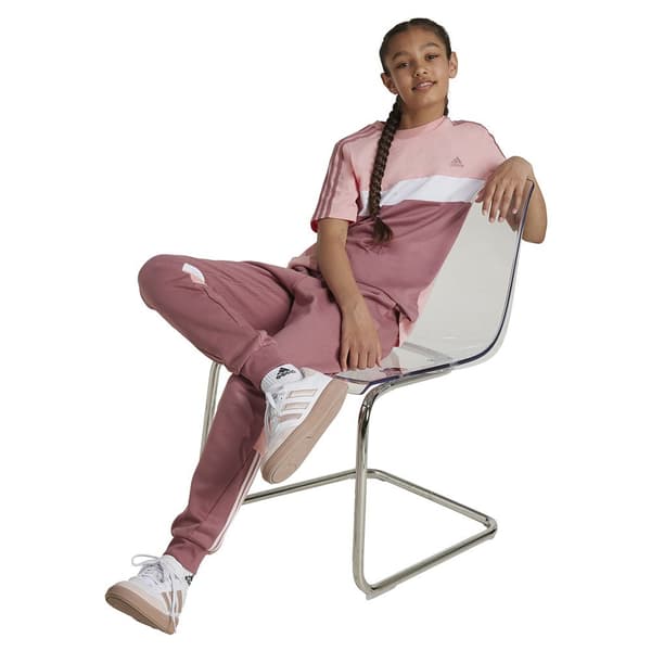 Adidas Tiberio 3 Stripes Colorblock Fleece Joggers Rosa 7-8 Years Pojke