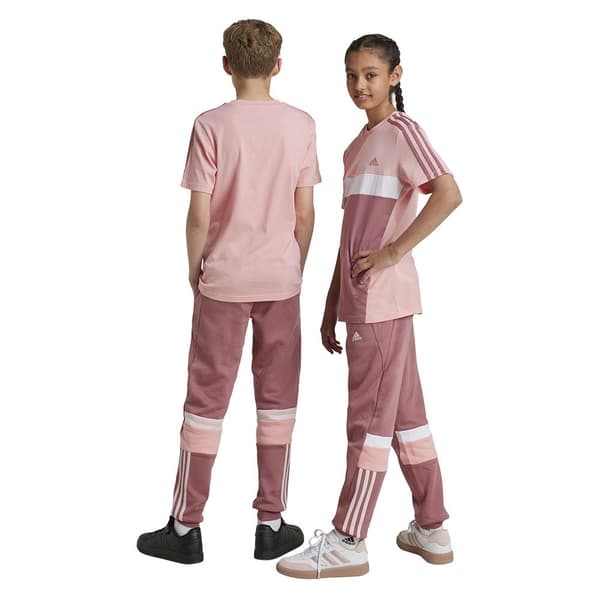Adidas Tiberio 3 Stripes Colorblock Fleece Joggers Rosa 7-8 Years Pojke