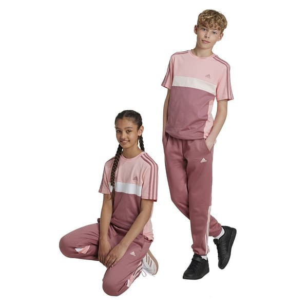 Adidas Tiberio 3 Stripes Colorblock Fleece Joggers Rosa 7-8 Years Pojke