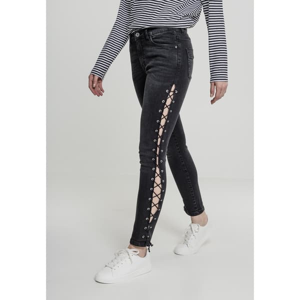 Urban Classics Lace Up Bukser Sort 26 Kvinde