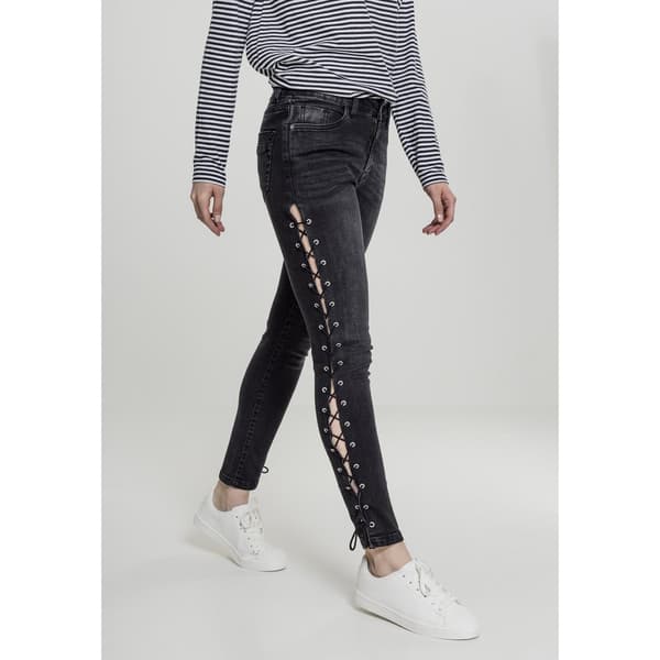 Urban Classics Lace Up Bukser Sort 26 Kvinde