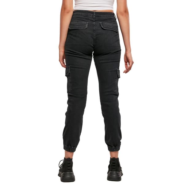 Urban Classics Organic Stretch Cargo Højtaljede Jeans Sort 28 Kvinde