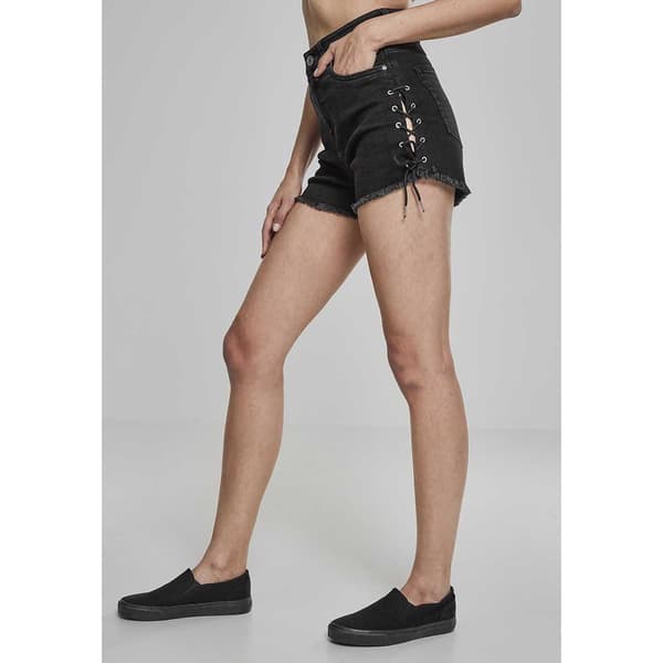 Urban Classics Up High Waist Shorts Sort 32 Kvinde