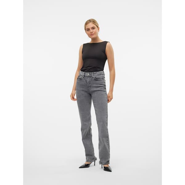 Vero Moda Tessa Straight Ra206 Højtaljede Jeans Grå 25 / 32 Kvinde