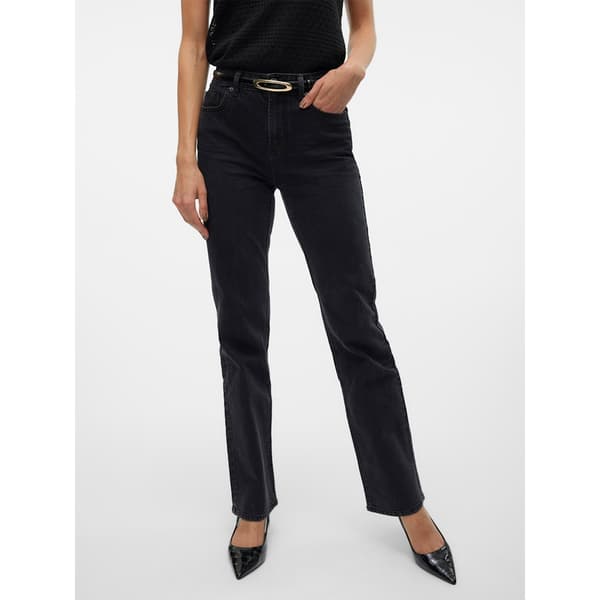 Vero Moda Tessa Straight Li134 Højtaljede Jeans Sort 25 / 32 Kvinde