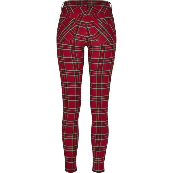 Urban Classics Skinny Tartan Gt Bukser Rød 32 Kvinde