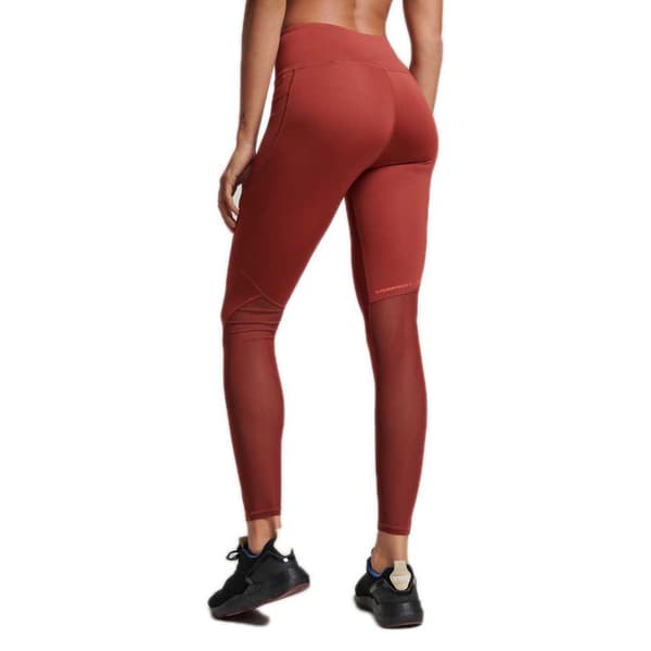 Superdry Mesh Full Length Leggings Brun L Kvinna