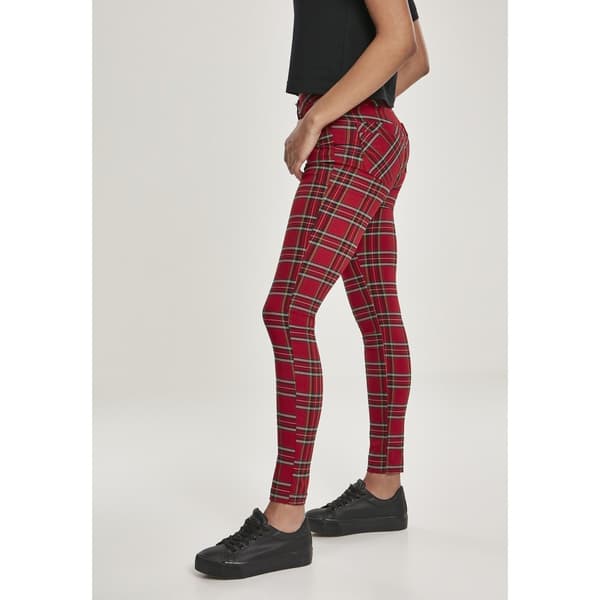 Urban Classics Skinny Tartan Gt Bukser Rød 34 Kvinde