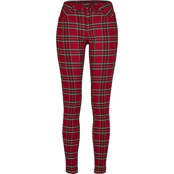 Urban Classics Skinny Tartan Gt Bukser Rød 34 Kvinde