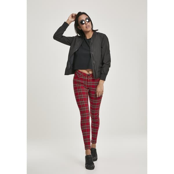 Urban Classics Skinny Tartan Gt Bukser Rød 34 Kvinde