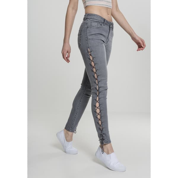 Urban Classics Lace Up Bukser Grå 28 Kvinde