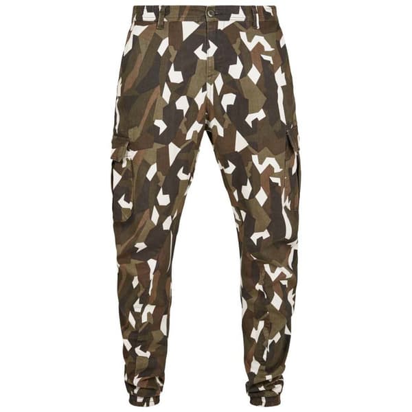 Urban Classics Geometric Camo Stretch Twill Mid Waist Cargobukser Grøn 36 Mand