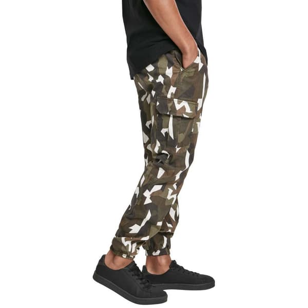 Urban Classics Geometric Camo Stretch Twill Mid Waist Cargobukser Grøn 36 Mand