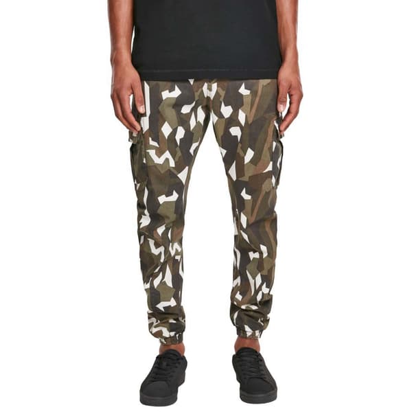 Urban Classics Geometric Camo Stretch Twill Mid Waist Cargobukser Grøn 36 Mand