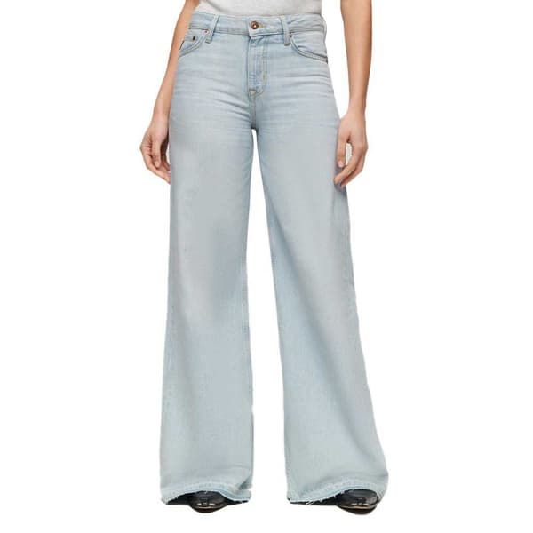 Superdry Raw Hem Wide Flare Högmidjadeans Grå 30 / 30 Kvinna