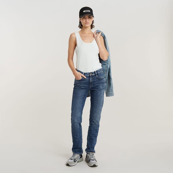 G-star Strace Straight Fit Jeans Blå 28 / 34 Kvinna